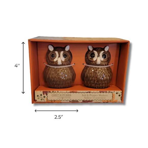 2 Vintage Ceramic Brown Owl Salt & Pepper Shakers Set 4” x 2.5” Kitchen Table - Picture 4 of 4